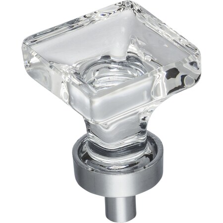 Jeffrey Alexander 1" Overall Length Polished Chrome Square Glass Harlow Cabinet Knob G140PC